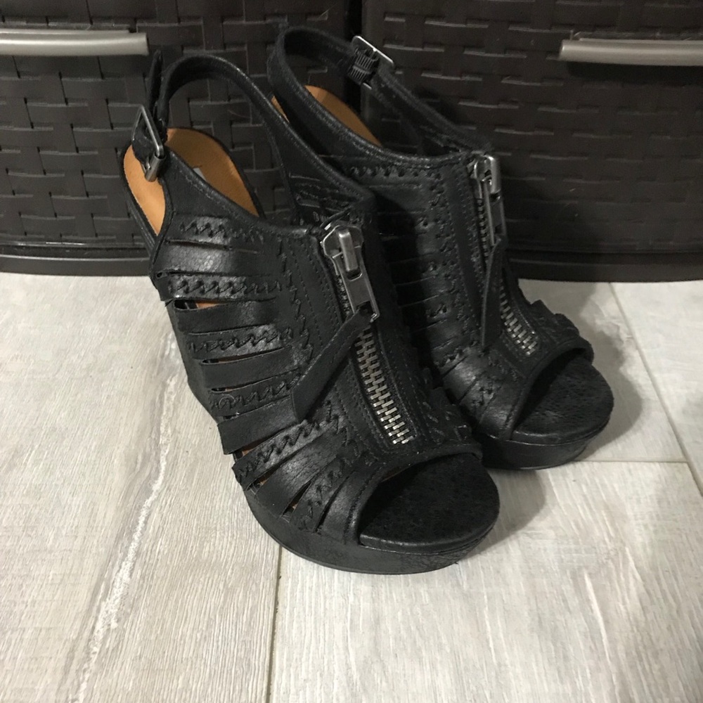 Black zip up wedges